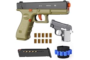 HCUSUS Fidget Toy, 2 Pack Shell Ejecting Toy with 10 Shell Casings, No Bullets, Non-Firing Toy Pistol Can be Loaded But Can't be Fired, Toys for Kids, Grey