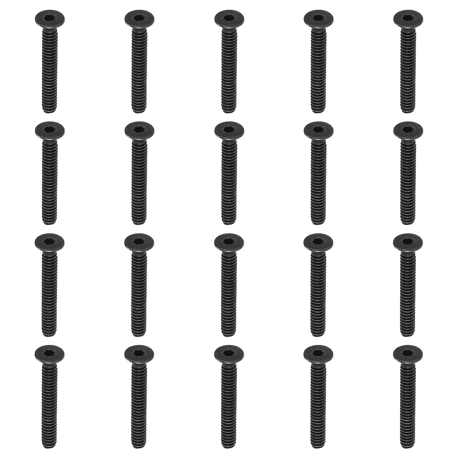 PATIKIL #6-32 x 1 Inch Flat Head Socket Cap Screws, 20 Pack Flat Countersunk Bolts Hex Socket Drive Machine Screws Full Thread Coarse Thread UNC Black Oxide Grade 10.9