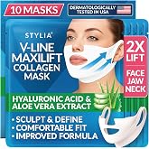 Stylia MaxiLift V-Line Lifting Collagen Face Mask - Double Chin Strap - Jawline Shaper - Neck Firming and Tightening Mask wit