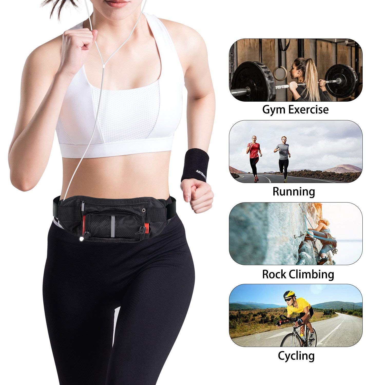 Bauchtasche, Linko Handy Gürteltasche Bauchtasche Wasserdicht für iPhone 6s/ 6Plus/ 7 /7Plus, Flache Bauchtasche für Damen und Herren, Handy Bauchtasche für Joggen Fahrradfahren Reise Laufen