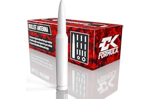 CK Formula 5.5" 50 Caliber Bullet Style Antenna, White, Universal Fit Replacement Antenna for Car Truck SUV, 6061 Aluminum & Copper Coil, Car Wash Safe, Pack of 1