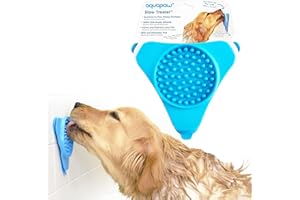 Aquapaw Dog Licking Mat - Suction Slow Feeder & Feeding Mat - Bath Toy Dispenser for Dog Bath Toys & Grooming Treats - Grooming Lick Pad for Peanut Butter Treat & Shower Snack Holder - Blue