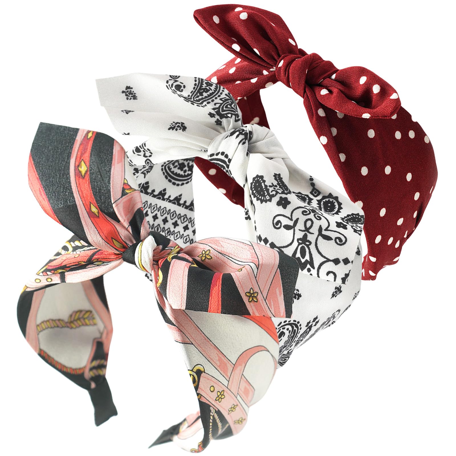 scicent Headbands for Women's Hair 3 PCS Boho Fashion Hairbands Elastic Knot Bow Head Bands Pretty Wide Alice Hair Bands Accessories for Girls 14522 — image 1