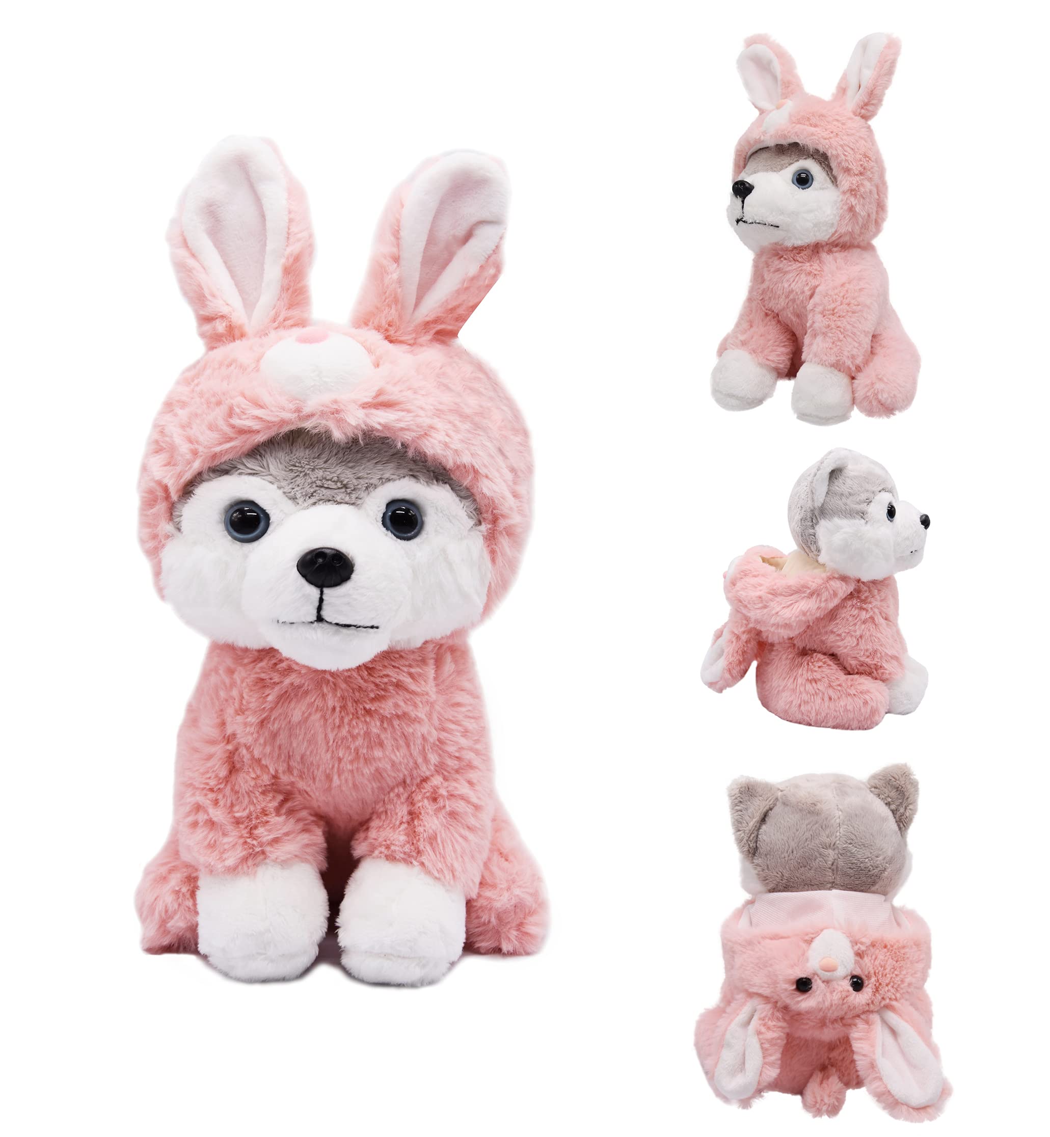 Photo 1 of BABOLI Cuddly Husky Stuffed Animals Soft Toys with Adorable Bunny-Style Clothes Super Cute Husky Dog Plush Animal for Easter Basket and Birthday Gifts 10 Inches