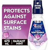 Crest 3D White Glamorous White Alcohol Free Multi-Care Whitening Mouthwash, Fresh Mint, 16 Fl Oz (473 ml), 1.07 Lb
