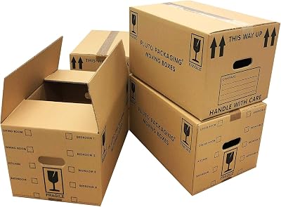 Pluto Packaging 20 Strong Cardboard Boxes 47x31.5x25cm 44L Flat Pack
