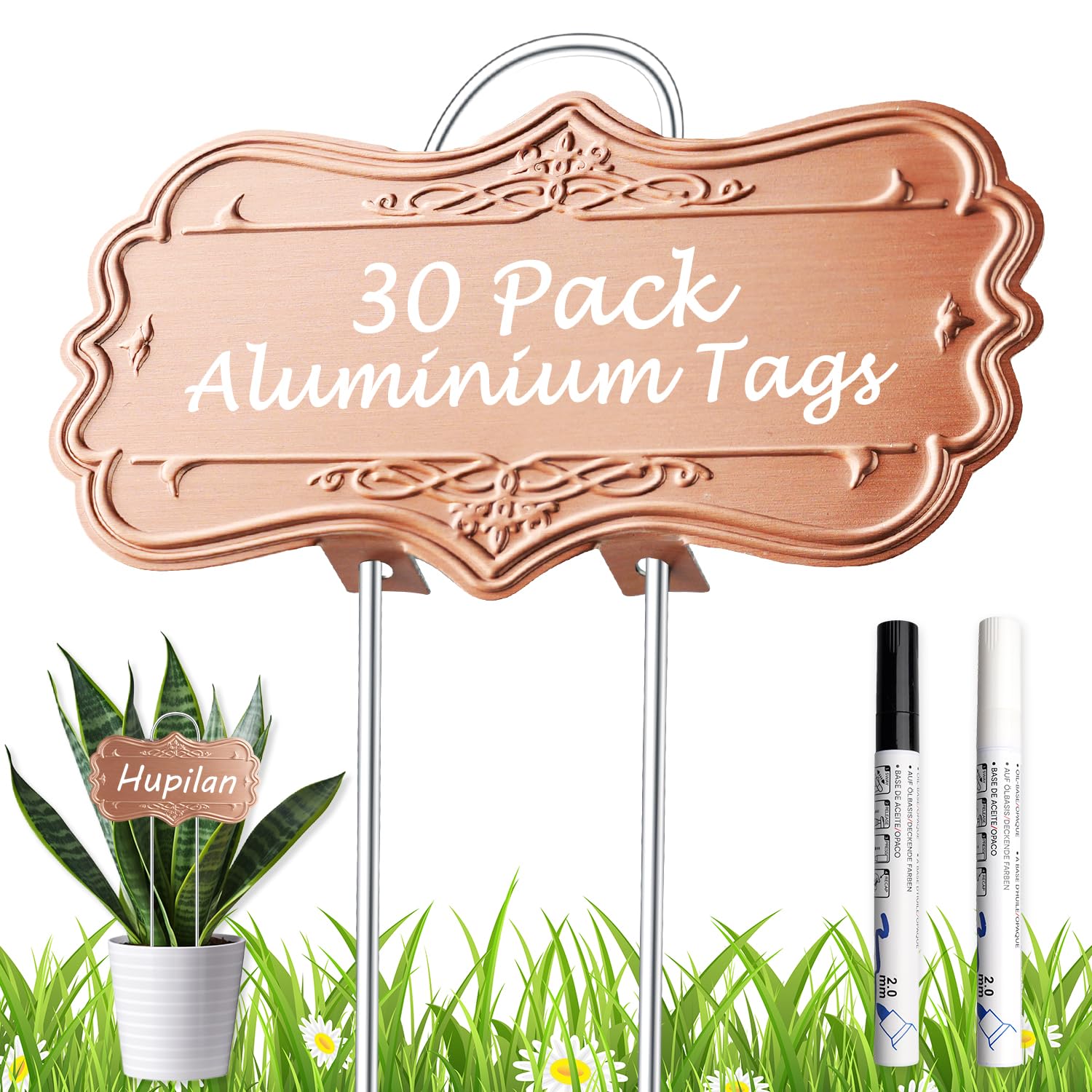 IKSII 30 Pack Metal Plant Labels,Larger Area 3.7