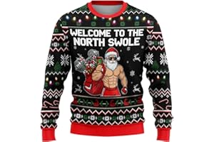 Santa Ugly Christmas Sweater for Women - Welcome to North Swole Unisex Crewneck Sweatshirt for Men Women BG2231