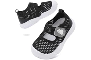 JOINFREE Baby Toddler Water Shoes Barefoot Swim Shoes with Wide Strap Breathable Lightweight First Walking Sandals for Girls 