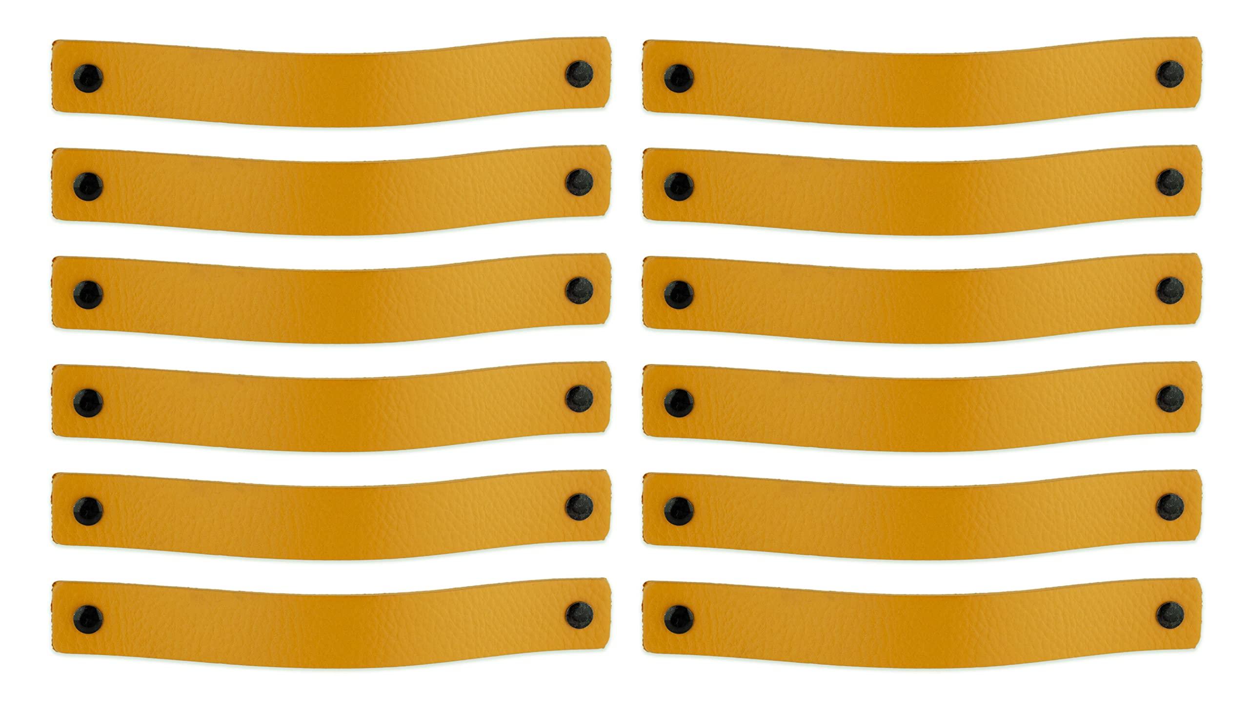 Brute Strength - Leather Handles for Furniture - Ochre Yellow - 12 pcs - 20 x 2,5 cm - Cabinet Handle, Door Handle for Kitchen, Bathroom, cabinets, Dresser, Wood
