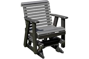 Ecommersify Inc Amish Craftsmanship Made in USA 2FT Heavy Duty Poly Lumber Wood Porch Patio Glider HDPE with No Wood fibers Lancaster Series Rollback Design 500 lbs Limit Gray on Black