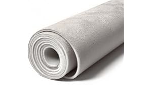 Hiksuky Suede Auto Headliner Fabric 96" L × 58" W with Foam Backing - Gray Interior Replacement Material for Car/Truck/SUV/RV Roof, Tube Packaging - Home Repair/DIY Headliner Material