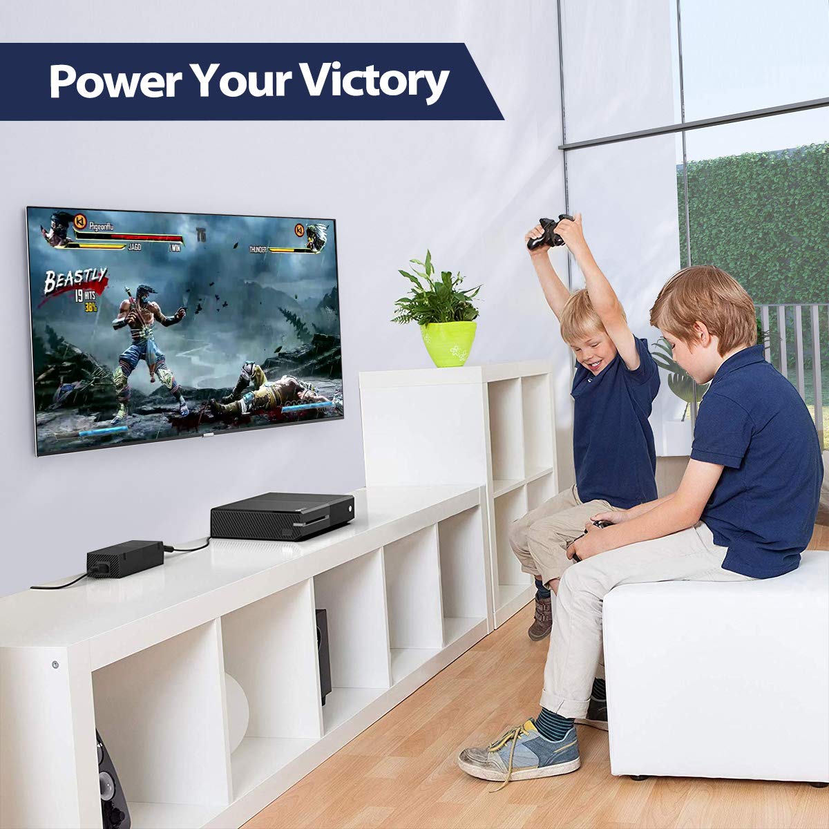 VGAME Xbox One Power Brick Supply, Replacement Power Cord Accessory 100-240V AC Adapter Power Box Xbox One Charger