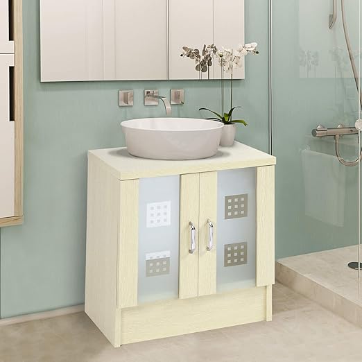 Aquamarin Bathroom Under Sink Cabinet With Glass Door Beech