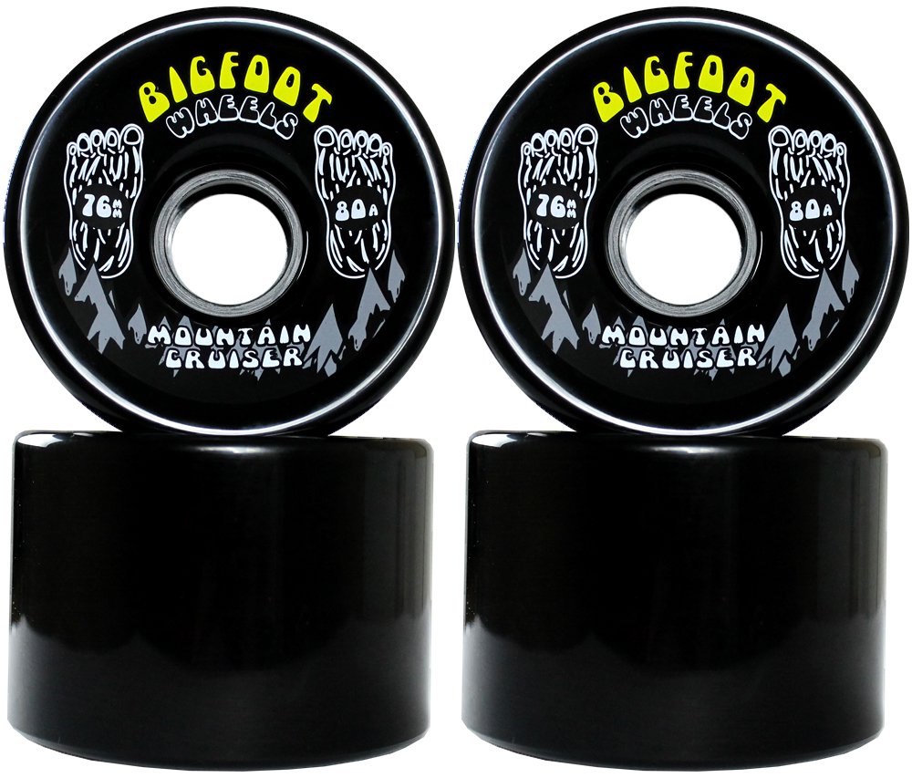 Bigfoot Longboard Wheels 80A Shr Mountain Cruisers, Black, 76mm