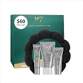No7 Future Renew Cleanse &amp; Renew Trio, Skincare Gift Set, 4 Count | Includes Peptide Facial Cleanser, Face Serum, Night Cream + Spa Headband, Skin Care Kit, Women