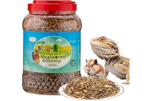 Amzey Shrimp & Mealworms 100% Non-GMO Dried Mealworms - High-Protein Meal Worm Treats - Perfect for Your Chickens, Ducks, Wild Birds, Turtles, Hamsters, Fish and Hedgehogs