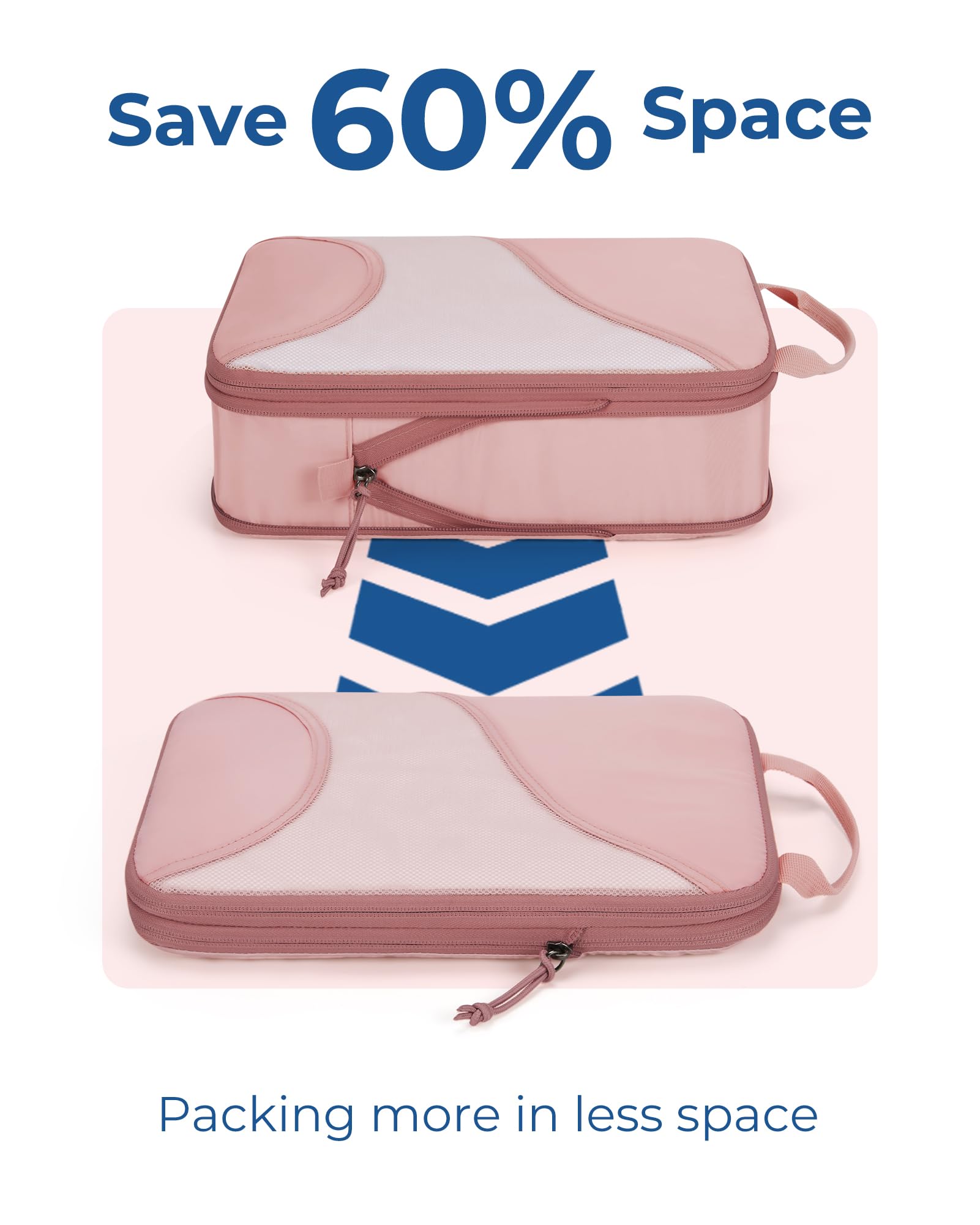 BAGSMART Compression Packing Cubes - 6 Set Travel Packing Cubes for Suitcases, Compression Suitcase Organizers with Shoe Bag