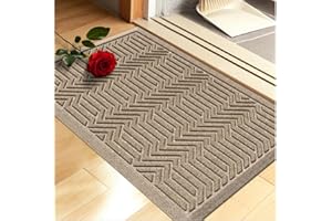 BEHERO Door Mat Indoor Entrance, Sturdy Front Door Mat Outdoor, Absorbent Muddy Dirt Resist Welcome Door Mats, Non-Slip Backing Entry Mat Doormat for Entryway, Fade and Stain Resistant, 29.5x17 Inch, Brown