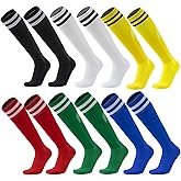 Ultrafun 6 Pairs Soccer Socks Color Stretchy Compression Knee High Tube Socks Football Athletic Socks for Men Women Teens