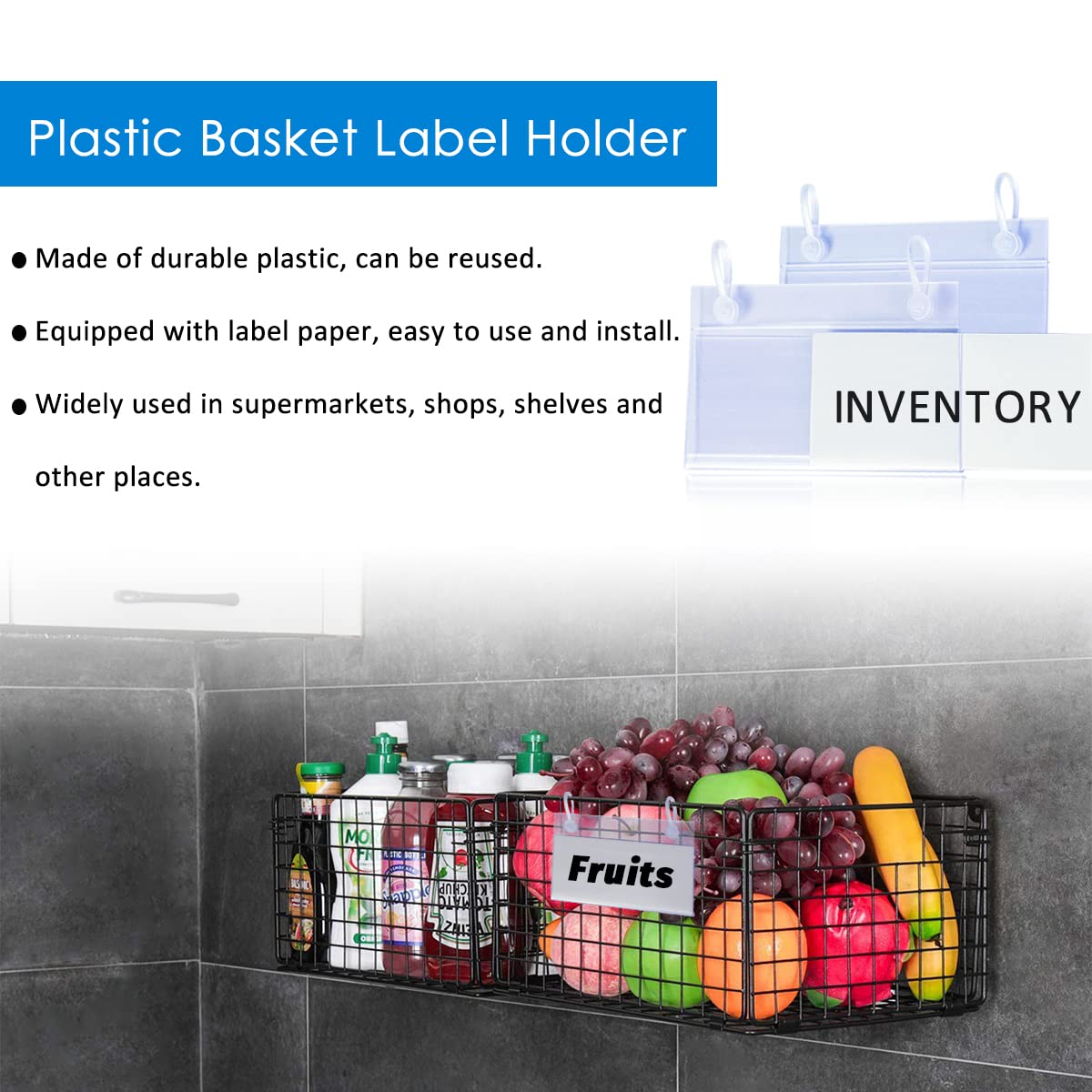 Mua Diteje 20Pcs Plastic Basket Label Holders,Price Sign Wire Shelf ...