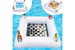 Floating Game Table with Playing Cards - Inflatable Pool Party Tray Float with Foldable Chess Board - Mostop Floating Card Ga