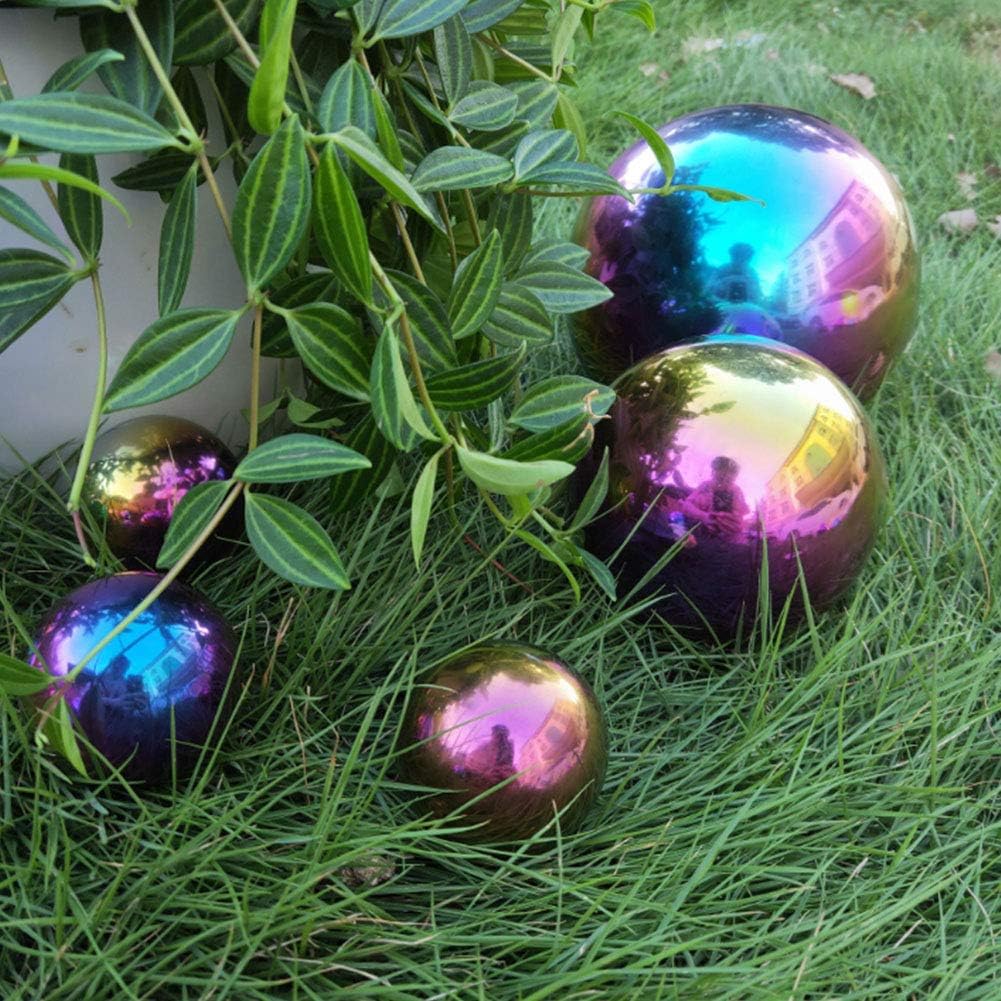 zosenda Stainless Steel Gazing Ball, 6 Pcs 50-150 mm Multi-Colour Mirror Polished Hollow Ball Reflective Garden Sphere - Image 5