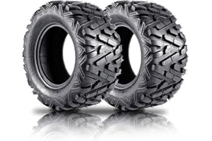 25x10-12 Heavy Duty ATV All Terrain Tubeless Off-Road Tires,6 PR, QD518, Directional Grip for Mud Trail Sand, Set of 2