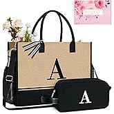 TOPDesign Personalized Initial Canvas Tote Bag, for Wedding, Birthday, Beach, Perfect Gifts for Women, Mom, Teachers, Friends