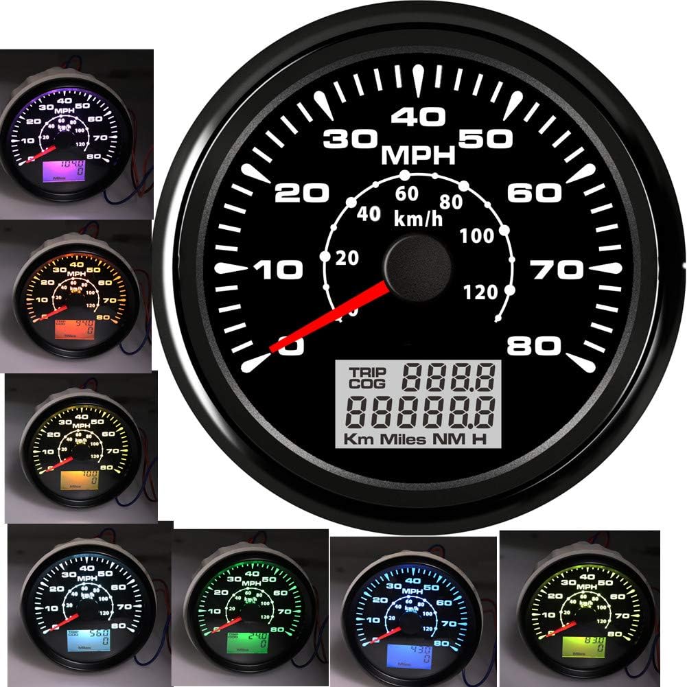 CTCARID Velocímetro GPS de 85 mm, medidor de Velocidad de 0 a 80 mph CTCARID Velocímetro GPS de 85 mm, medidor de Velocidad de 0 a 80 mph
