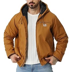 TUAOVA Men's Work Coat Washed Duck Fleece Lined