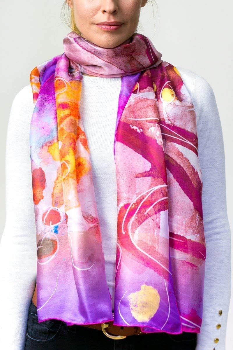 "Universal Purple Fragments" Silk Scarf
