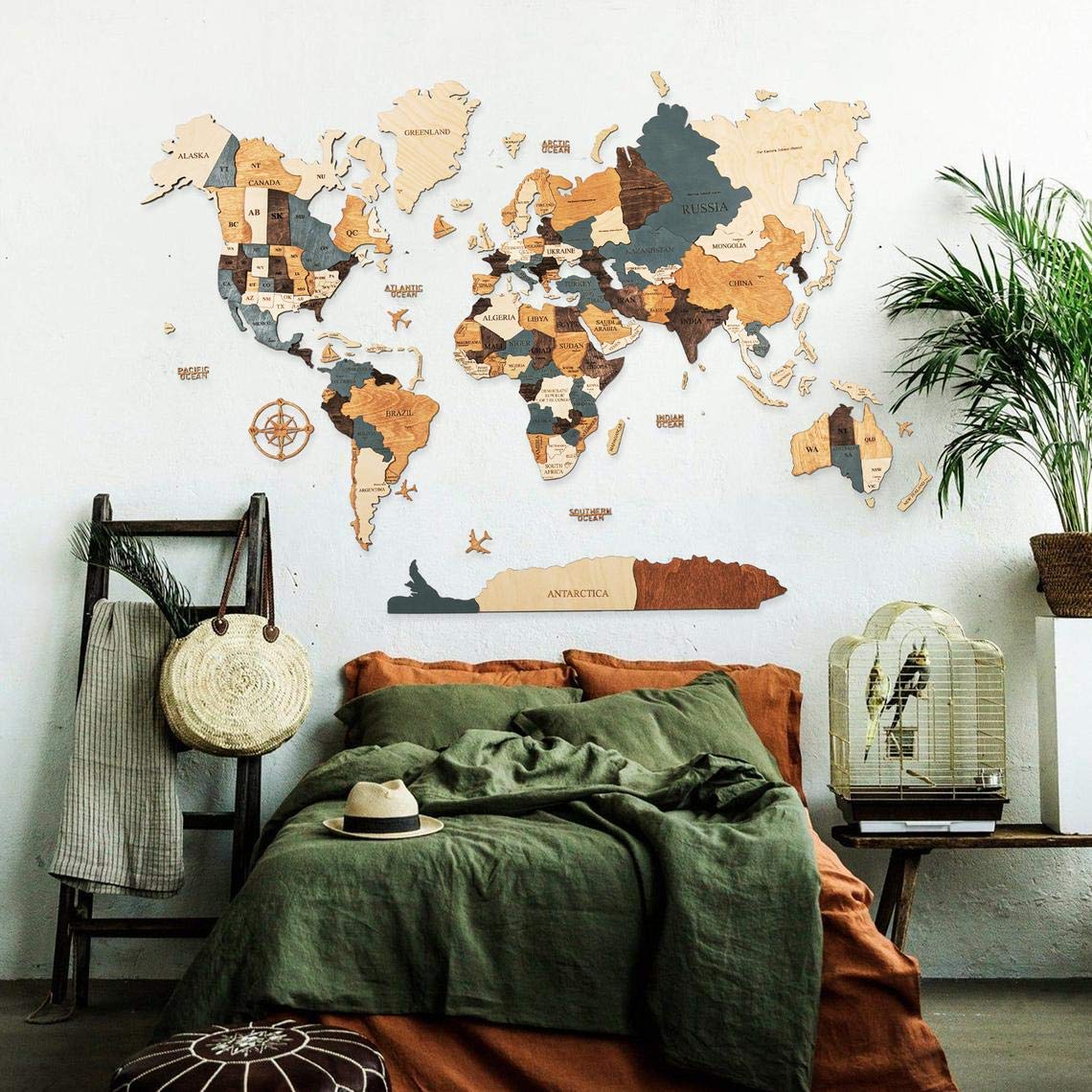 Wood Wall Art Wall Map of the World Map Wooden Travel Push Pin Map Rustic Home 5th Anniversary Lover
