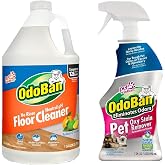 OdoBan Pet Solutions No Rinse Neutral pH Floor Cleaner Concentrate, Made in the USA, 1 Gallon, and Oxy Stain Remover, 32 Ounce Spray