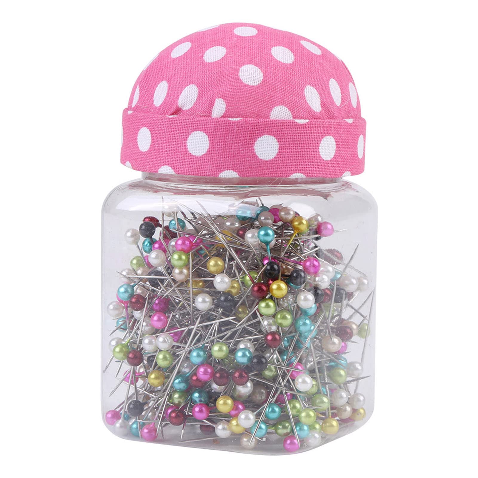 FTVOGUE 500Pcs Sewing Pins, Sewing Embroidery Sewing & Embroidery Supplies Quilting Pins in Pink Fabric Covered Pin Cushion Bottle Beads Needles for Crafts Sewing Decorations