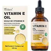Yoken Vitamin E Oil for Skin 4 Oz Glass Bottle Vitamine Body oils for Face | Pure D-Alpha Tocopherol Cold Pressed Liquid Nails Vit e Women Moisturizing Dry Skin Unscented Carrier Oil Hydrate Hexane Free