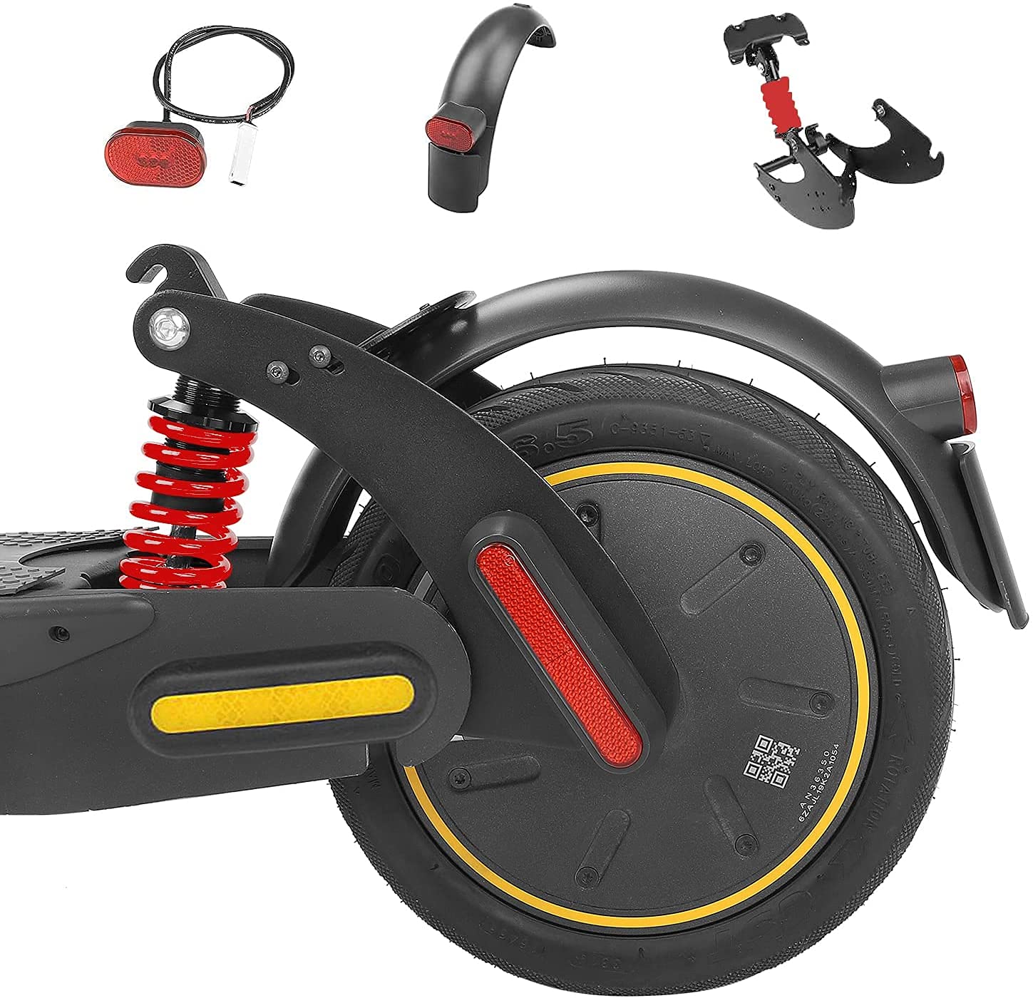 Flycoo2 Rear Suspension Kit Include Rear Shock Absorber + Fender + LED Tail Light for Segway Ninebot Max G30 and Max G30LP Electric Scooter (Red)