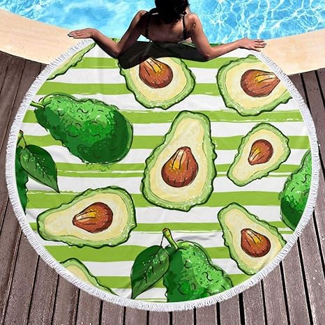 Amazon Co Jp 緑のアボカド おしゃれマット ビーチマット ビーチシート ラウンドビーチタオル 大判バスタオル 超吸水 折り畳み 簡単収納 持ち運び便利 軽量 水洗いok 多用途 ホーム キッチン
