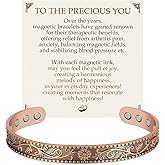 Feraco Pure Copper Bracelets for Women, 12X Enhanced Strength Magnetic Cuff Bangle for Women, 3800 Gauss Neodymium Magnets, Adjustable (Daisy)