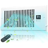 Xcity Quiet Register Booster Fan, Intelligent 4"x10" Vents, 10-speed, Air Vent Fan with Remote Control & Thermostat, Smart LED Display Ideal for HVAC, Integrated Heating & Cooling, White