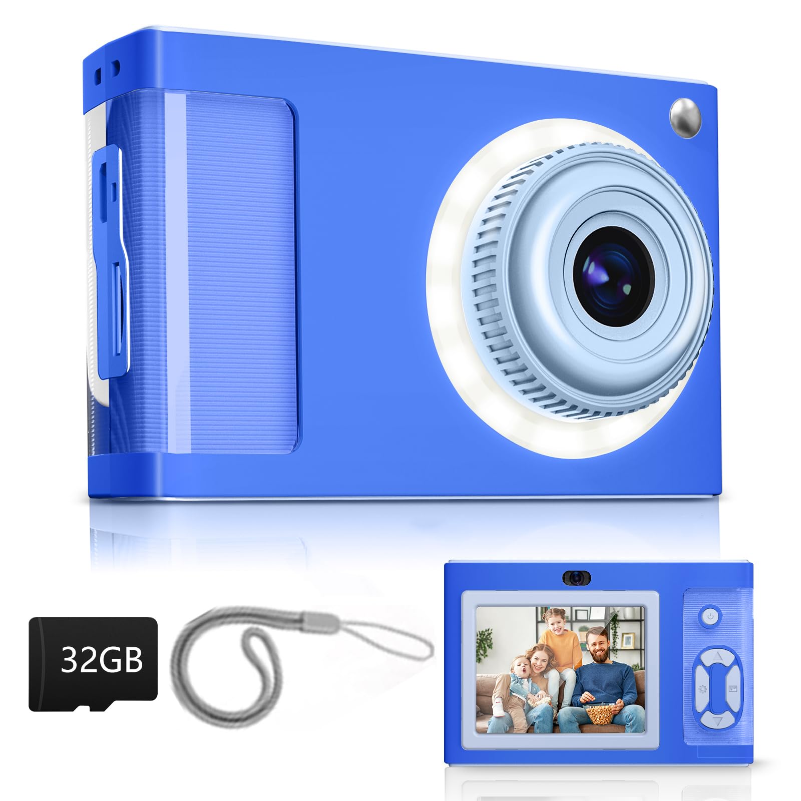 Digital Camera,ARNSSIEN 1080P Vintage Kids Digital Camera,with 2.4”Screen and 16 LED Filling Lights,Birthday Festival Present for Teens, Students, Beginners,Y2