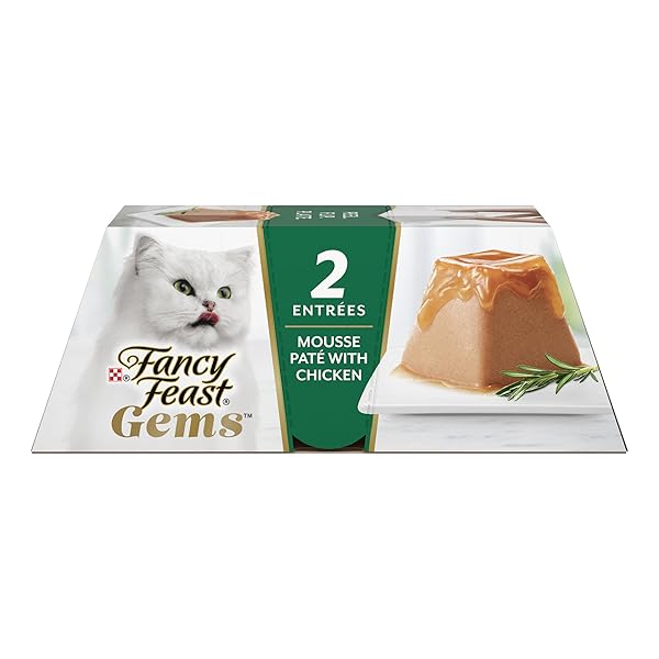 FANCY FEAST GEMS PATE CAT FOOD MOUSSE WITH CHICKEN AND A HALO OF SAVORY GRAVY CAT FOOD – (PACK OF 8) 4 OZ. BOXES