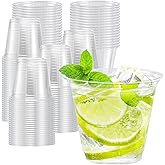 Lamosi 100 Pack 9 oz Clear Plastic Cups, Disposable Cups Wine Cocktail Punch, Sturdy & Food Safe Plastic Cup for Party & Wedding