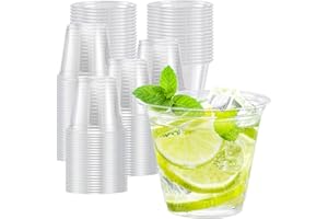 Lamosi 100 Pack 9 oz Clear Plastic Cups, Disposable Cups Wine Cocktail Punch, Sturdy & Food Safe Plastic Cup for Party & Wedding