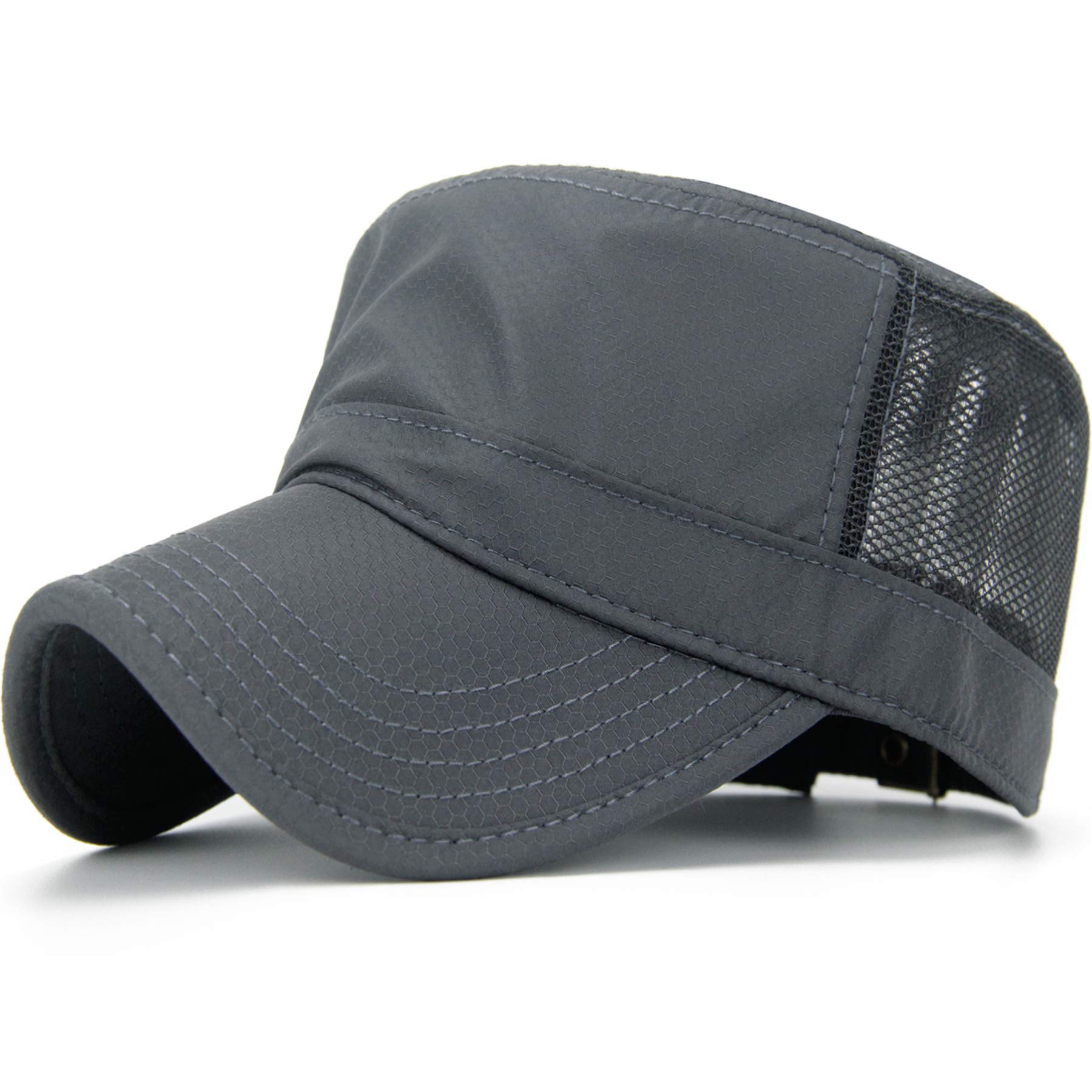 Inner Pocket Cadet Caps for Women Mesh Back Army Military Hats for Men Breathable Flat Top Dad Cap