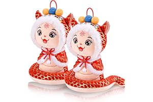 Taikuray 2 Pcs Chinese Plush Snake Doll, Year of The Snake 2025 Decorations Ornament Gift, Lunar New Year Mascot Snake Doll Hangings for Home Decor