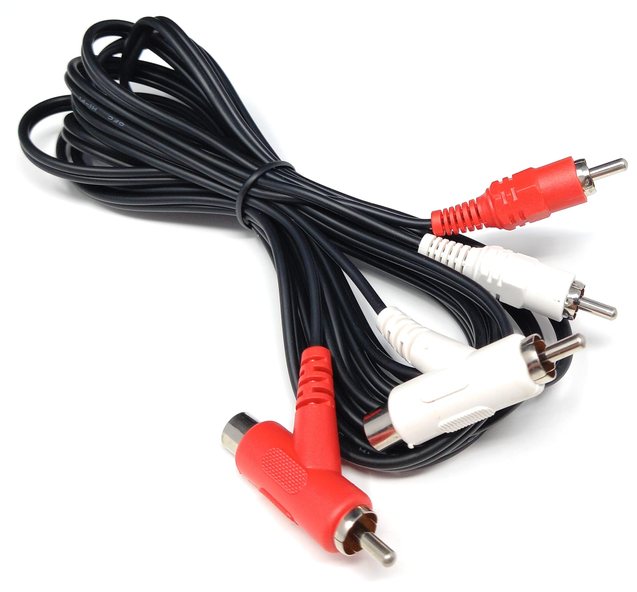 DRUT 3m 2 Way Twin 2 x RCA Phono Plug to Plug, Stackable Y Splitter Lead On One End Two Female RCA Connectors Adapter Cable 10ft