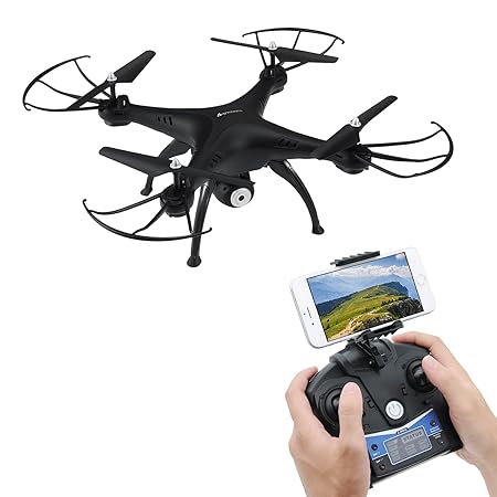 AMZtronics Drohne mit Kamera T20CW RC Quadrocopter 2.4GHz 6-Achsen-Gyro Drohne mit 2,0 MP HD Kamera FPV Monitor Video Live 3D