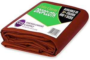 Heavy Purpose Canvas Drop Cloth by CCS CHICAGO CANVAS & SUPPLY Cotton Canvas Tarp Floor Furniture Protection Washable Reusable Duck Dropcloth Fabric Block Paint Dust, Burnt Scarlet, 6 by 10 Feet