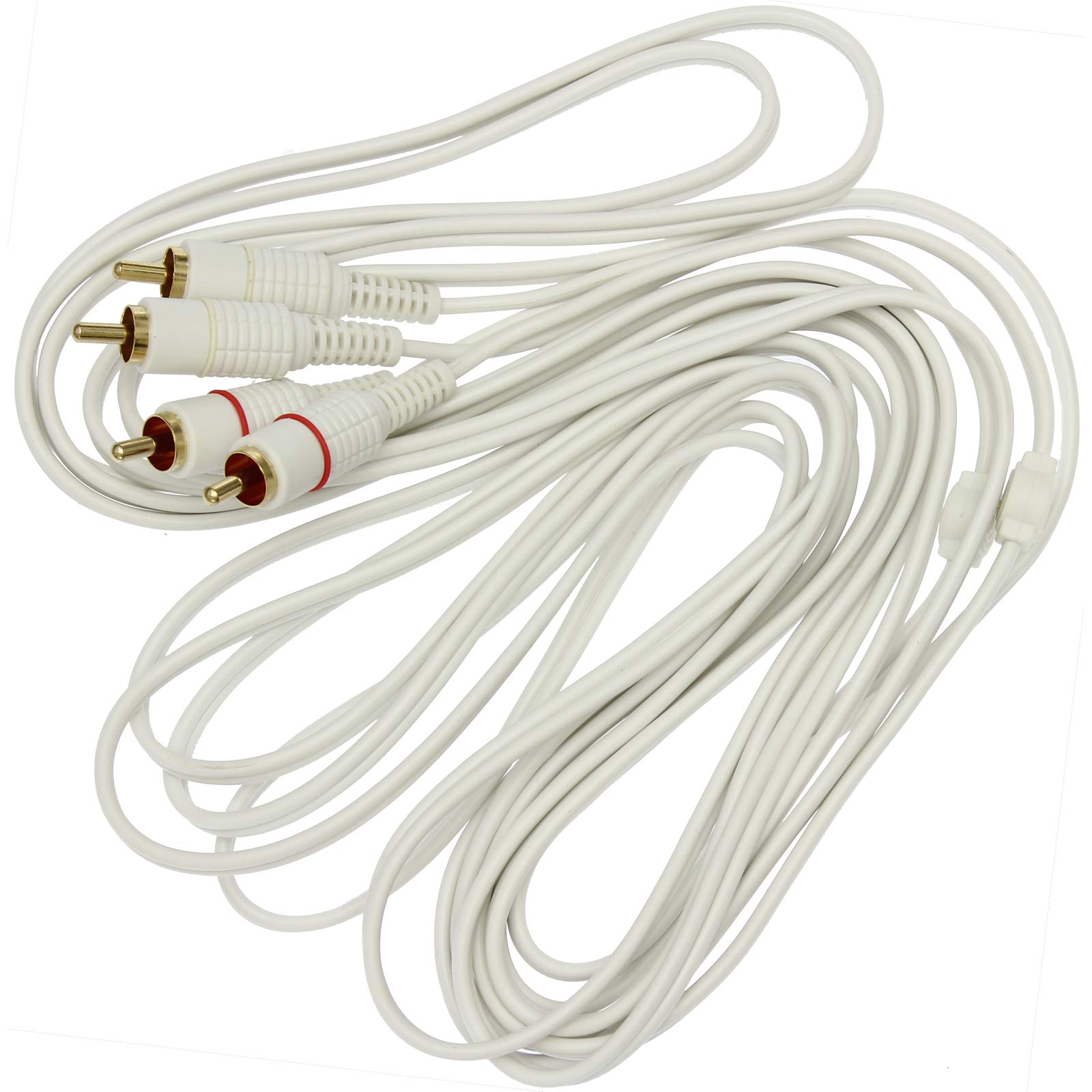 1STec 5m Screened Stereo Audio Lead with 4 Gold Plated Red + White Phono Plugs to 2 Male RCA Connectors & Individually Screened 99% OFC Cable for Satellite TV-HiFi Amplifier Amp (5 Metre Long)